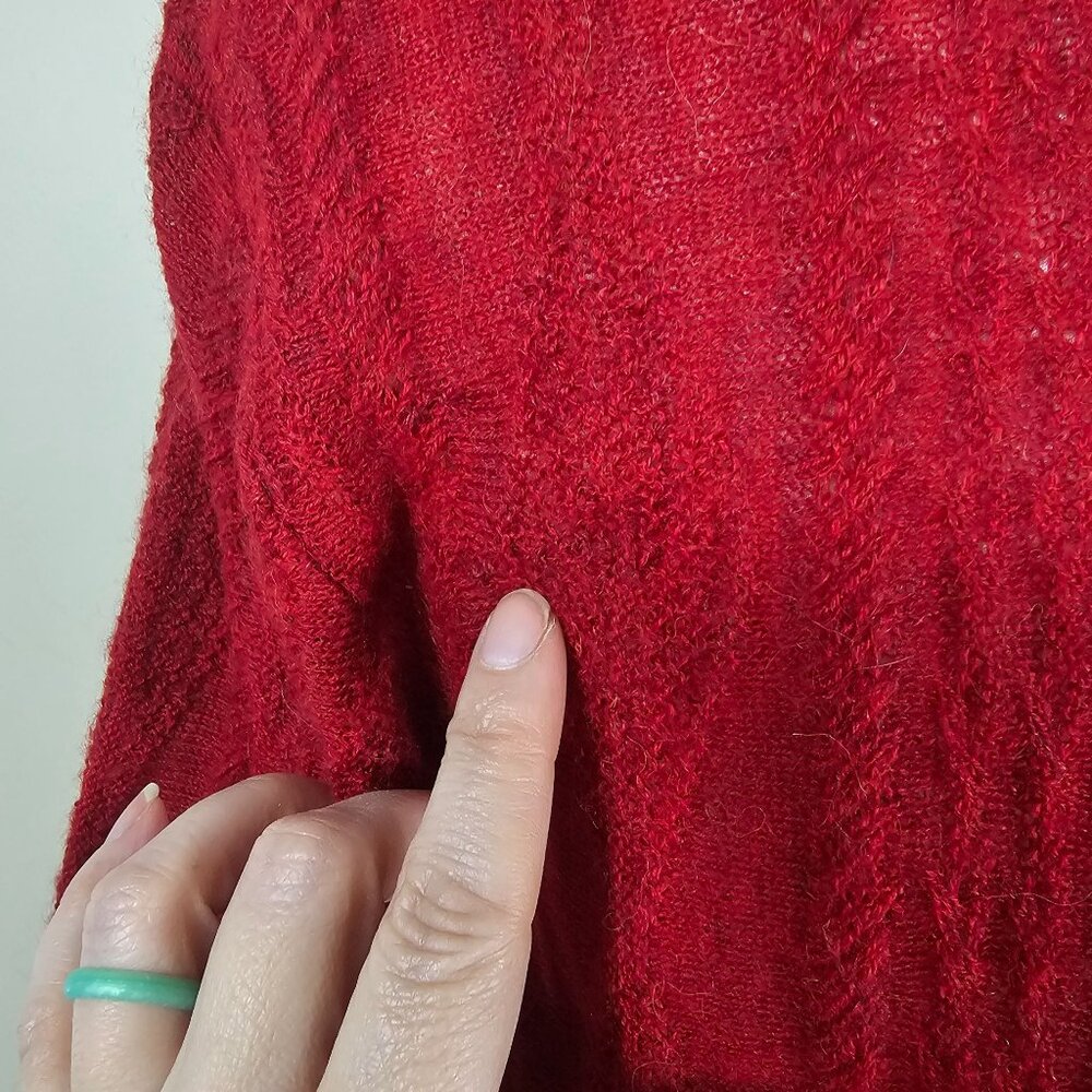 Peruvian‎ Connection Baby Alpaca Cable Knit Tunic Sweater S Red Luxe Lightweight - Picture 6 of 10